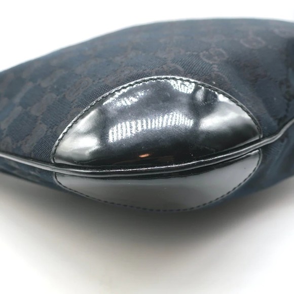 Gucci Monogram Hobo Black Patent Leather-Trim Canvas Medium Shoulder Bag - Picture 8 of 12
